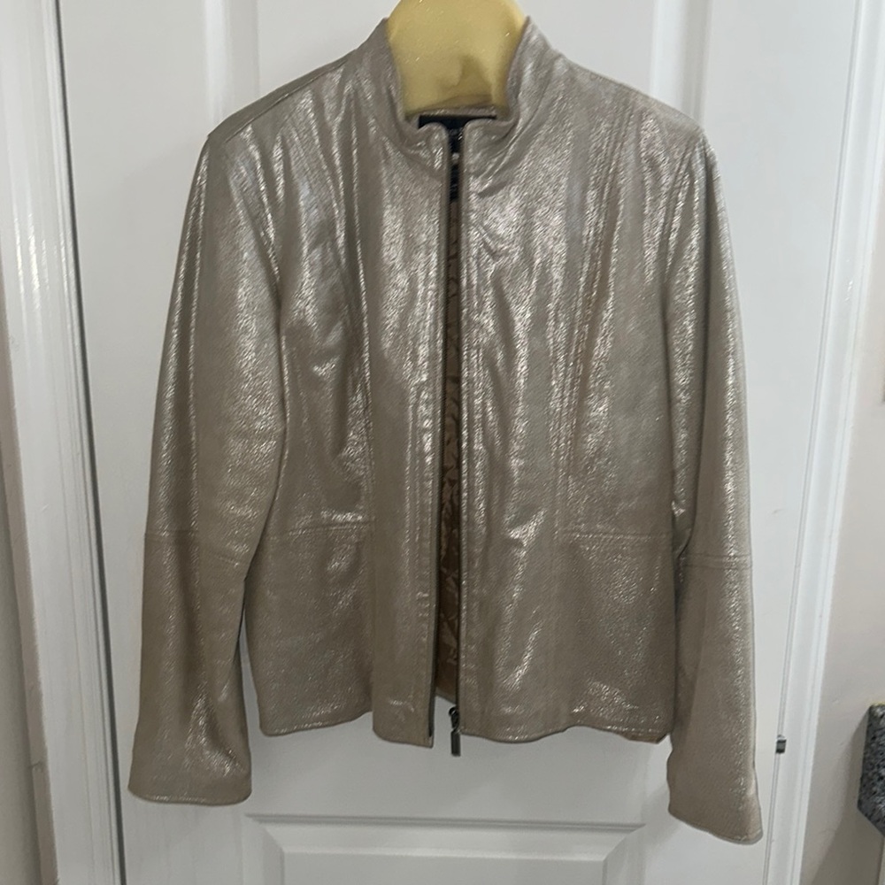 Shimmering Vintage Leather Metallic Jacket